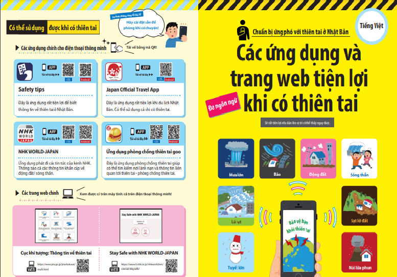 Các ứng dụng và trang web tiện lợi khi có thiên tai tại Nhật Bản